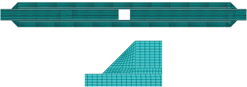 Figure 4. The whole joint region (top) and strap end chamfer region (bottom) with its element mesh in the DSJ FE model.