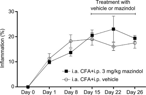 Figure 3 Repeated administration of mazindol does not reduce CFA-induced knee edema.