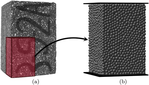 Figure 5. Asphalt mastic sample: (a) experimental and (b) virtual.