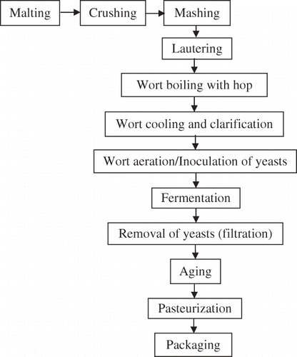 Figure 1 Generic stages of beer manufacture.
