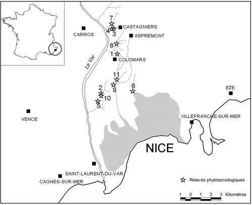 Carte 2. Localisation des relevés du Polysticho – Pteridetum creticae (CBN méditerranéen).