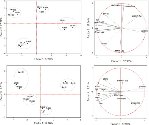 Figure 3. Distribution of samples in the plane defined by the three first discriminate functions.