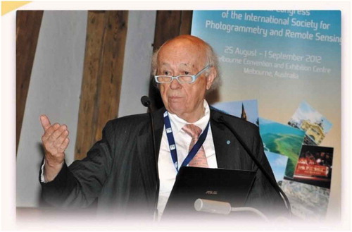 Figure 1. Gottfried Konecny, giving a presentation at the ISPRS Congress in Melbourne, Australia, in 2012