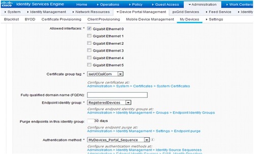 Figure 13. Selecting MyDevices_Portal_Sequence from the authentication method.