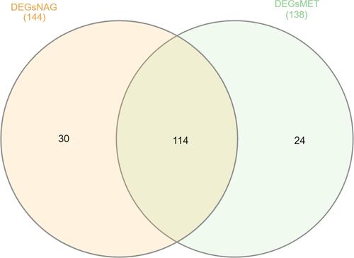 Figure 3 Intersection of DEGs among non-aggressive and metastatic set compared to normal samples