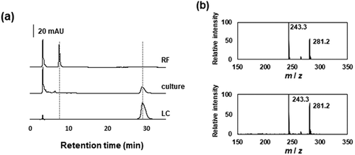 Figure 3. Riboflavin degradation product generated by M. paraoxydans R16 identified using HPLC.