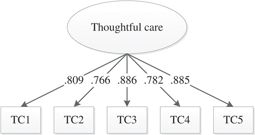 Figure 2. Factor structure thoughtful care.