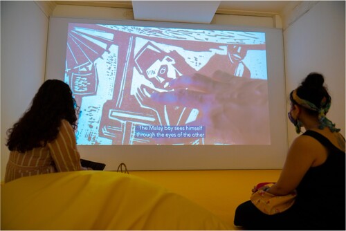 Figure 2. Zulkhairi Zulkiflee. Proximities. Single-channel video, 10:13. 2021. Installation view at Objectifs Centre for Photography and Film, Singapore. Photograph by Rifdi Rosly, courtesy of Zulkhairi Zulkiflee.