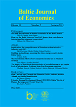 Cover image for Baltic Journal of Economics, Volume 11, Issue 2, 2011