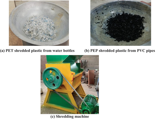 Figure 1. Shredded plastic, PET, and PEP materials.