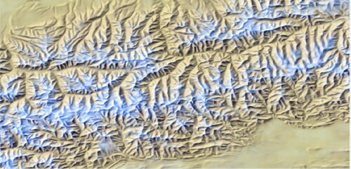 Figure 13. Colouration effect of glacial landforms after snow line correspondence.