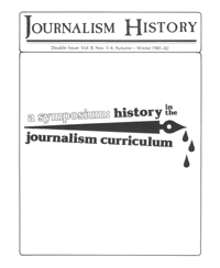 Cover image for Journalism History, Volume 8, Issue 3-4, 1981