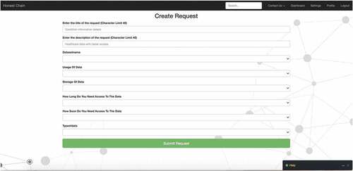 Figure 4. Simulated model displaying the request form for users.