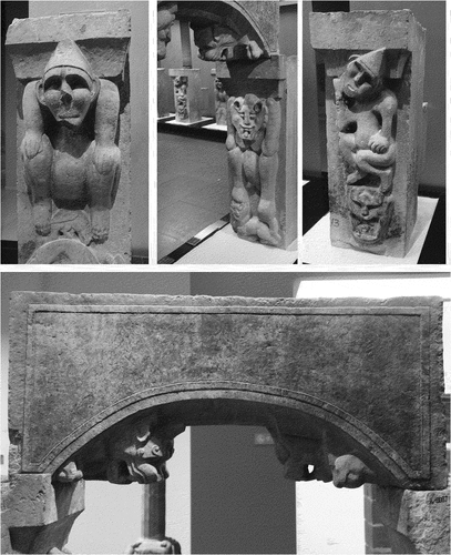 Figure 35. Western-style architectural elements such as Hu statue columns and arched doorways found in Wu Baizhuang Han tomb in Linyi, Shandong. Photographs by the authors of this article.