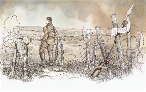 Plate IV. In Flanders Fields written by Norman Jorgensen and Illustrated by Brian Harrison-Lever (© 2002/ 2014, publ. Fremantle Press).