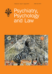 Cover image for Psychiatry, Psychology and Law, Volume 22, Issue 4, 2015