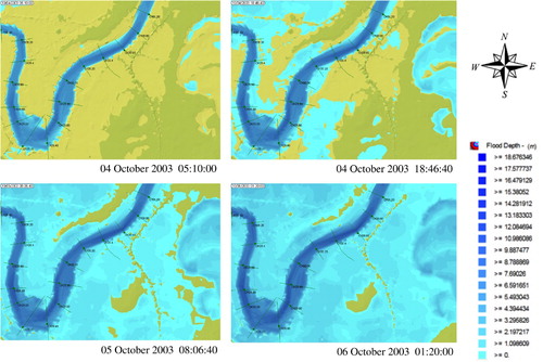 Figure 13 Real-time geographical visualization of the 2003 flooding event as processed in InfoWorks RS (CH 28.00–CH 31.00)