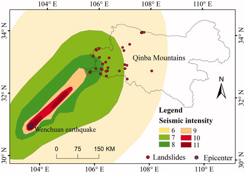 Figure 18. Spatial distribution of landslides triggered by the Wenchuan earthquake on May 12, 2008.