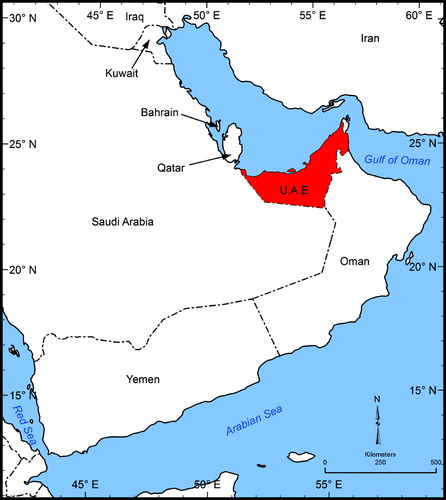 Figure 1. Location of the United Arab Emirates.