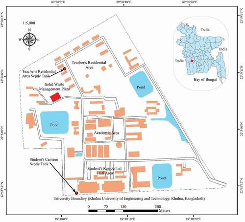 Figure 1. Location of university area and septic tank.