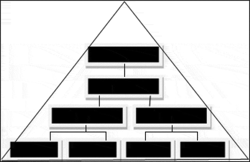 Figure 10. A hypothetical manifestation of a micro organizational power fractal (hence, triangle) based on Sierpinski Power Triangle metaphor developed in the paper