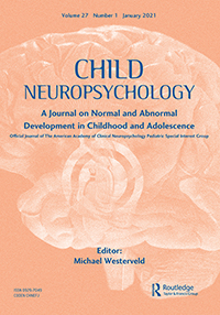 Cover image for Child Neuropsychology, Volume 27, Issue 1, 2021