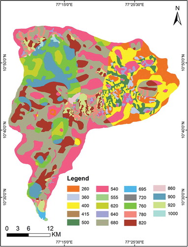 Figure 9. Integrated groundwater potential mapping derived from weighted index overlay of resistivity, geomorphology and lineament density maps. The scores were obtained (shown in legend) through the spatially integrated value of ranking and weight assigned to the themes.