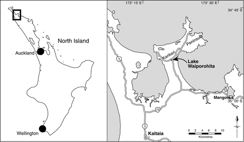 Figure 1  Location of Lake Waiporohita, Northland, North Island, New Zealand.