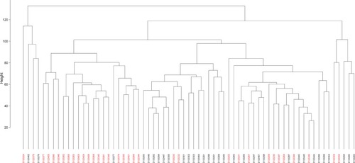 Figure 3 Hierarchical clustering (HCA) based on negatively charged secondary metabolites data for different control individuals (black coded) and T2D patients (red-coded). Subject IDs refer to those described in Tables S1 and S2.