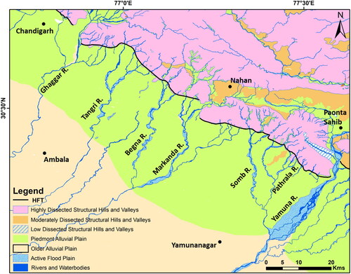 Figure 2. Geomorphological map of the study area prepared with files provided by BHUKOSH portal of Geological Survey of India (GSI).