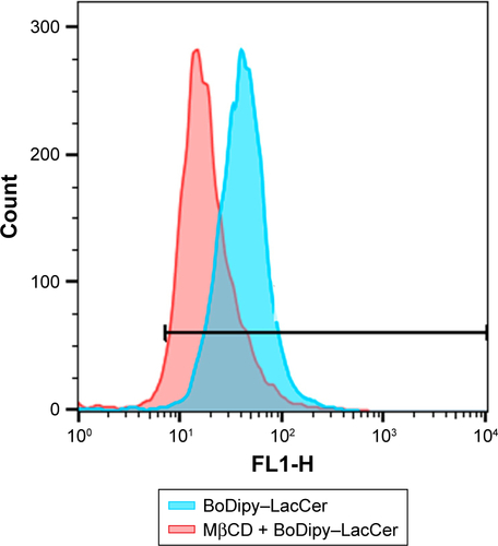 Figure S5 Caveolin inhibition. BoDipy–LacCer-uptake reduction after MβCD inhibition of caveolin.