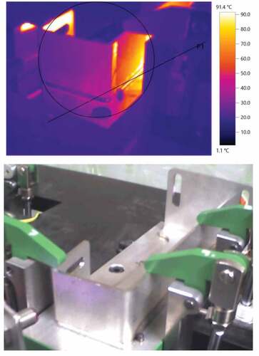 Figure 12. Thermograph data on support bracket assembly.