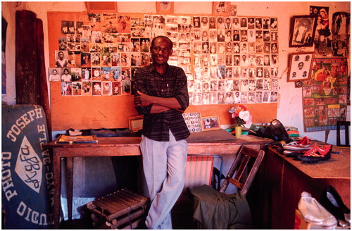 Figure 11 Joseph Chila in his Mayo Darlé studio in 1993. Note the shoes for sale on the right: Chila was diversifying. (Photo: John Fox)