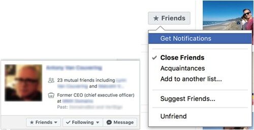 Figure 3. Facebook expanded card with classification options (image blurred for privacy).