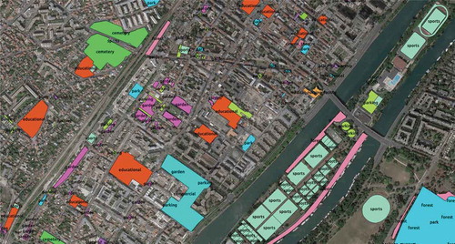 Figure 4. Examples of polygon footprints and labels extracted from OSM.