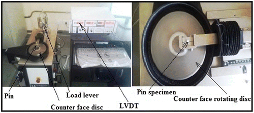 Figure 3. View of pin-on-disc wear and friction monitor.