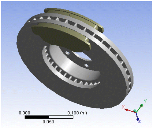 Figure 11. CAD model of the disc and pads.
