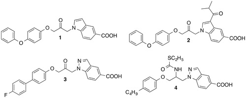 Figure 1. Indole- and indazole-5-carboxylic acid inhibitors of cPLA2α and/or FAAH.