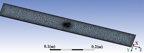 Figure 2. Computational domain mesh. The solid surface is the high mesh density area at the center.