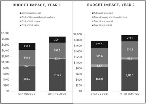 Figure 3. Budget impact results, segmented by year and by source of cost.