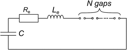 Figure 8. Equivalent electrical circuit of the discharge circuit with several interelectrode gaps.
