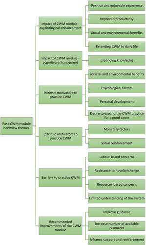 Figure 2. Summary of post-CWM module interview themes.