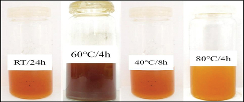 Plate 6. Reaction mixtures after placing them for selected time intervals at different temperatures.