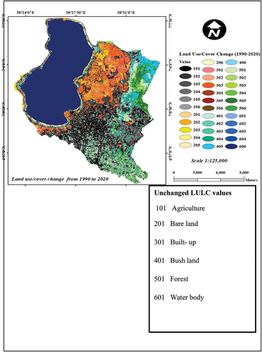 Figure 7. Land use/land cover conversion matrix from 1990 to 2020. Source: US Geological Survey (USGS) (http://glovis.usgs.gov).