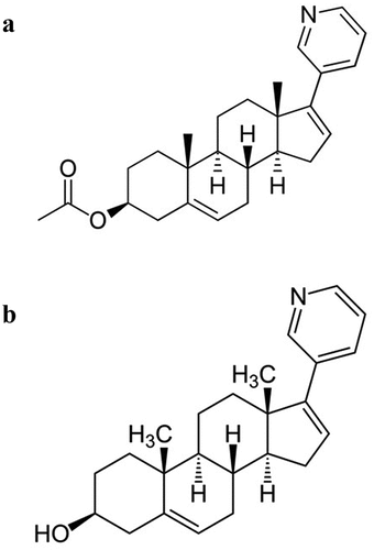 Figure 1. Abiraterone acetate (a) and abiraterone (b).