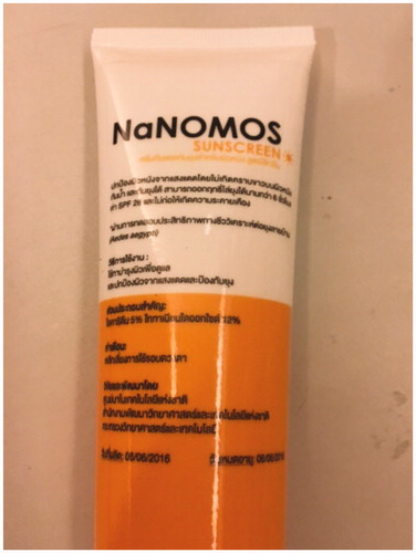Figure 4. NaNOMOS Sunscreen was formulated with nano mosquito repellent mixed with nanoTiO2 particles which showed the effect of mosquito repellent and maximised for sun protection.