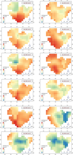 Figure 7. Weekly average soil moisture for July (2003–2005).