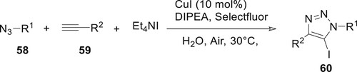 Scheme 6. Synthesis of 5-iodo substituted 1,2,3-triazoles.