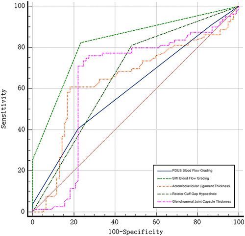 Figure 3 Receiver operating characteristics (ROC) curves for different features.