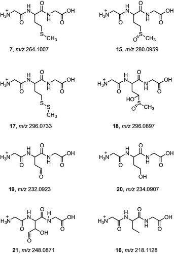 Figure 8. Structures of identified compounds based on high-resolution MS/MS spectra.